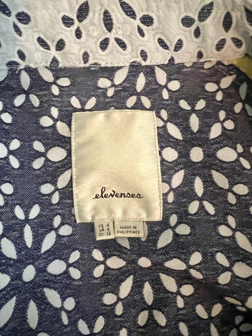 Elevenses White Floral Jean Jacket with Blue eyelet - Picture 10 of 16